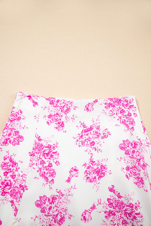 Bohemian Floral Print High Waist Ruffle Split Maxi Skirt