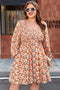 Bohemian Floral Print Long Sleeve Babydoll Mini Dress
