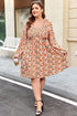 Bohemian Floral Print Long Sleeve Babydoll Mini Dress