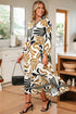 Bohemian Floral Print Long Sleeve Ruffle Hem Maxi Dresses