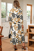 Bohemian Floral Print Long Sleeve Ruffle Hem Maxi Dresses