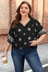 Bohemian Floral Print Notched V Neck Short Sleeve Blouse