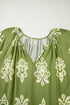 Bohemian Floral Print Notched V Neck Short Sleeve Blouse