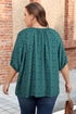Bohemian Floral Print Notched V Neck Short Sleeve Blouse