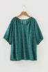 Bohemian Floral Print Notched V Neck Short Sleeve Blouse