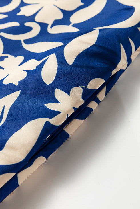 Bohemian Floral Print Open Front Buttoned Cuff Jacket