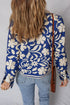 Bohemian Floral Print Open Front Buttoned Cuff Jacket