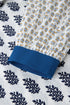 Bohemian Floral Print Patchwork Contrast Trim Puff Sleeve Blouse
