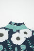 Bohemian Floral Print Patchwork Puff Sleeve V Neck Blouse