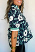 Bohemian Floral Print Patchwork Puff Sleeve V Neck Blouse