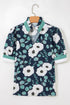Bohemian Floral Print Patchwork Puff Sleeve V Neck Blouse