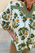 Bohemian Floral Print Patchwork Tassel Tie Blouse