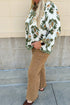 Bohemian Floral Print Patchwork Tassel Tie Blouse