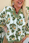 Bohemian Floral Print Patchwork Tassel Tie Blouse