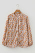 Bohemian Floral Print Puff Sleeve Button Front Collared Shirt