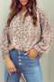 Bohemian Floral Print Puff Sleeve Button Front Collared Shirt
