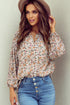 Bohemian Floral Print Puff Sleeve Button Front Collared Shirt