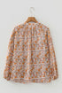 Bohemian Floral Print Puff Sleeve Button Front Collared Shirt