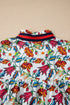 Bohemian Floral Print Puff Sleeve Cotton Blend Blouse
