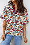Bohemian Floral Print Puff Sleeve Cotton Blend Blouse