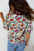 Bohemian Floral Print Puff Sleeve Cotton Blend Blouse