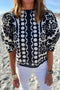 Bohemian Floral Print Puff Sleeve Woven Blouse