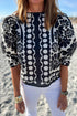 Bohemian Floral Print Puff Sleeve Woven Blouse