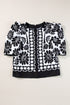 Bohemian Floral Print Puff Sleeve Woven Blouse