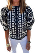 Bohemian Floral Print Puff Sleeve Woven Blouse