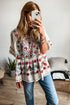 Bohemian Floral Print Ruffle Sleeve Woven Blouse