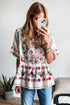 Bohemian Floral Print Ruffle Sleeve Woven Blouse