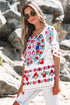 Bohemian Floral Print Ruffle Sleeve Woven Blouse