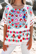 Bohemian Floral Print Ruffle Sleeve Woven Blouse