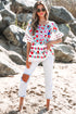 Bohemian Floral Print Ruffle Sleeve Woven Blouse