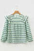Bohemian Floral Print Ruffle Trim Long Sleeve Blouse