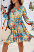 Bohemian Floral Print Ruffled Long Sleeve Mini Dress