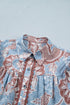 Bohemian Floral Print Scalloped Trim Button Down Shirt