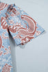 Bohemian Floral Print Scalloped Trim Button Down Shirt