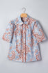 Bohemian Floral Print Scalloped Trim Button Down Shirt