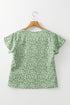 Bohemian Floral Print Short Sleeve V Neck Wrap Blouse