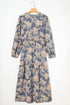 Bohemian Floral Print Smocked Bodice Long Sleeve Maxi Dress