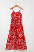 Bohemian Floral Print Spaghetti Strap Empire Waist Maxi Dress