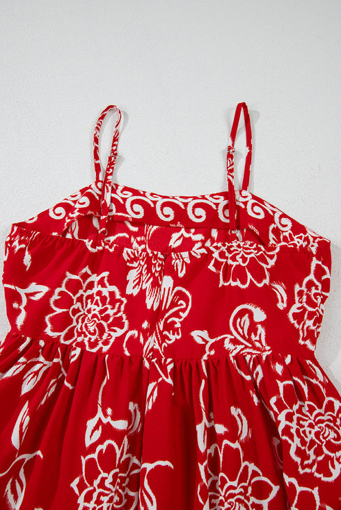 Bohemian Floral Print Spaghetti Strap Empire Waist Maxi Dress