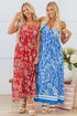 Bohemian Floral Print Spaghetti Strap Empire Waist Maxi Dress