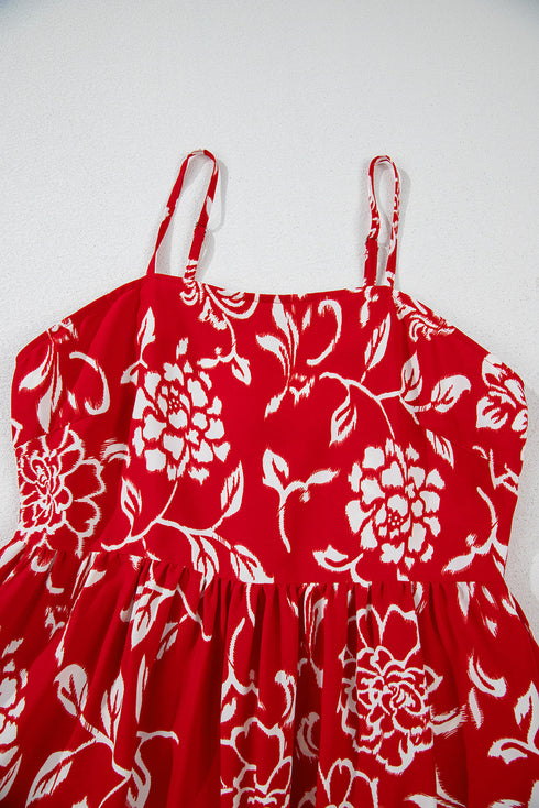 Bohemian Floral Print Spaghetti Strap Empire Waist Maxi Dress