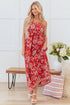Bohemian Floral Print Spaghetti Strap Empire Waist Maxi Dress