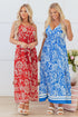 Bohemian Floral Print Spaghetti Strap Empire Waist Maxi Dress