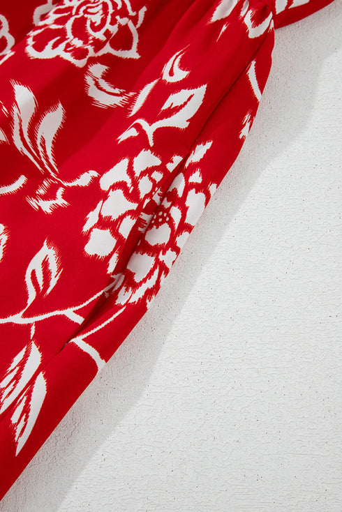 Bohemian Floral Print Spaghetti Strap Empire Waist Maxi Dress