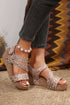 Bohemian Floral Print Strappy Cutout Wedge Sandals