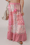 Bohemian Floral Print Tassel Drawstring Maxi Skirt